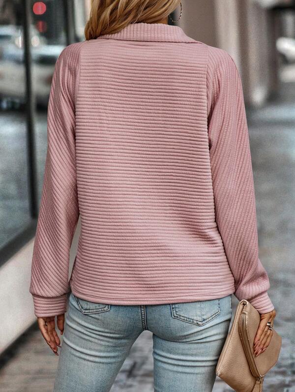Dames Elegante Rits Standkraag Sweater