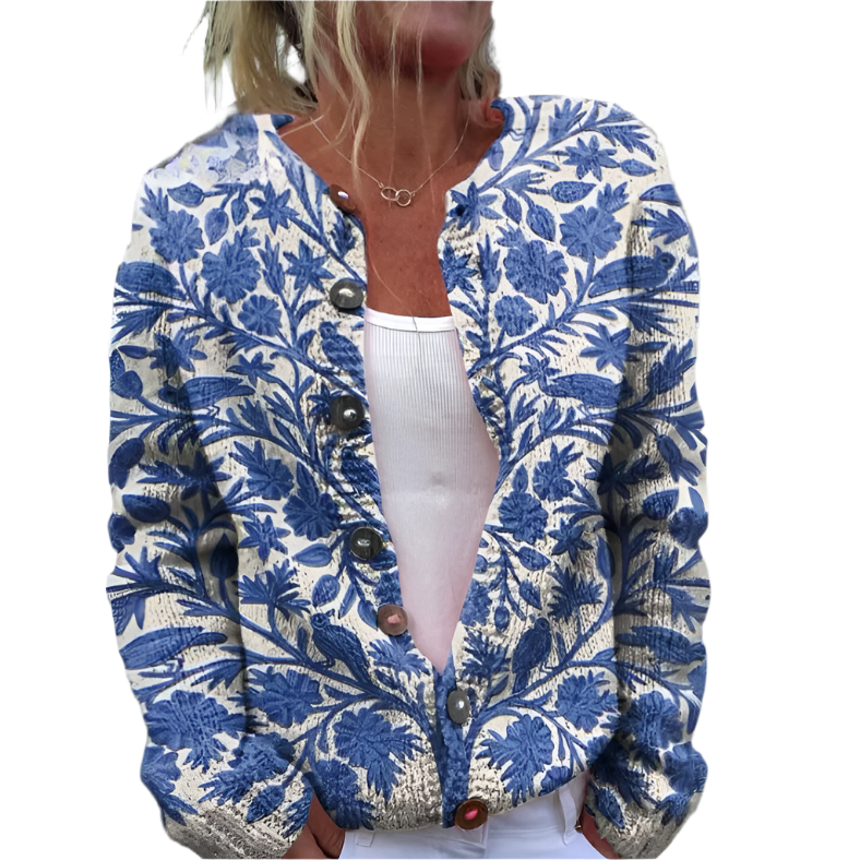 Elegante Gebreide Vest met Bloemenprint