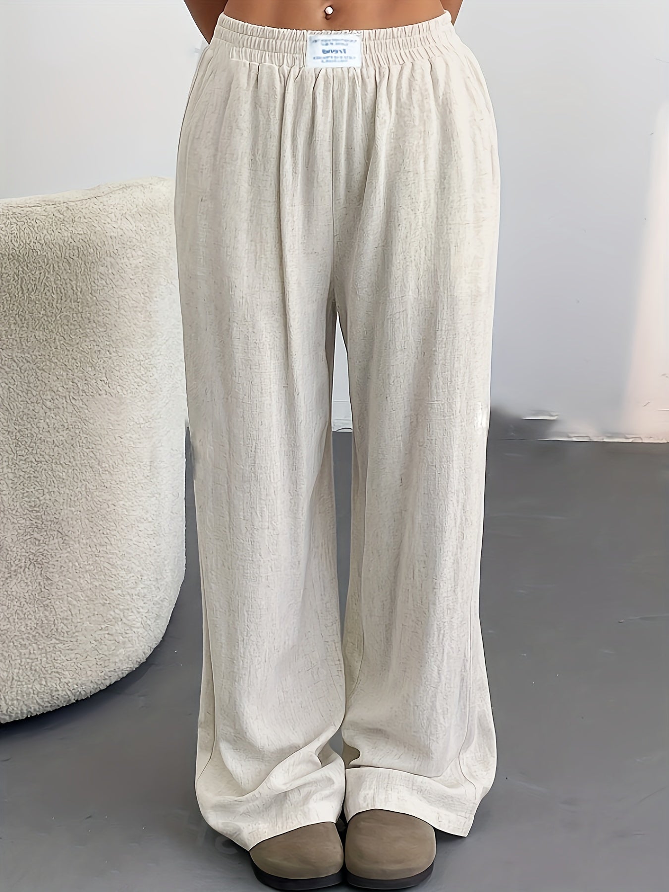 Dames Casual Linnenmix Wijde Pijpen Broek