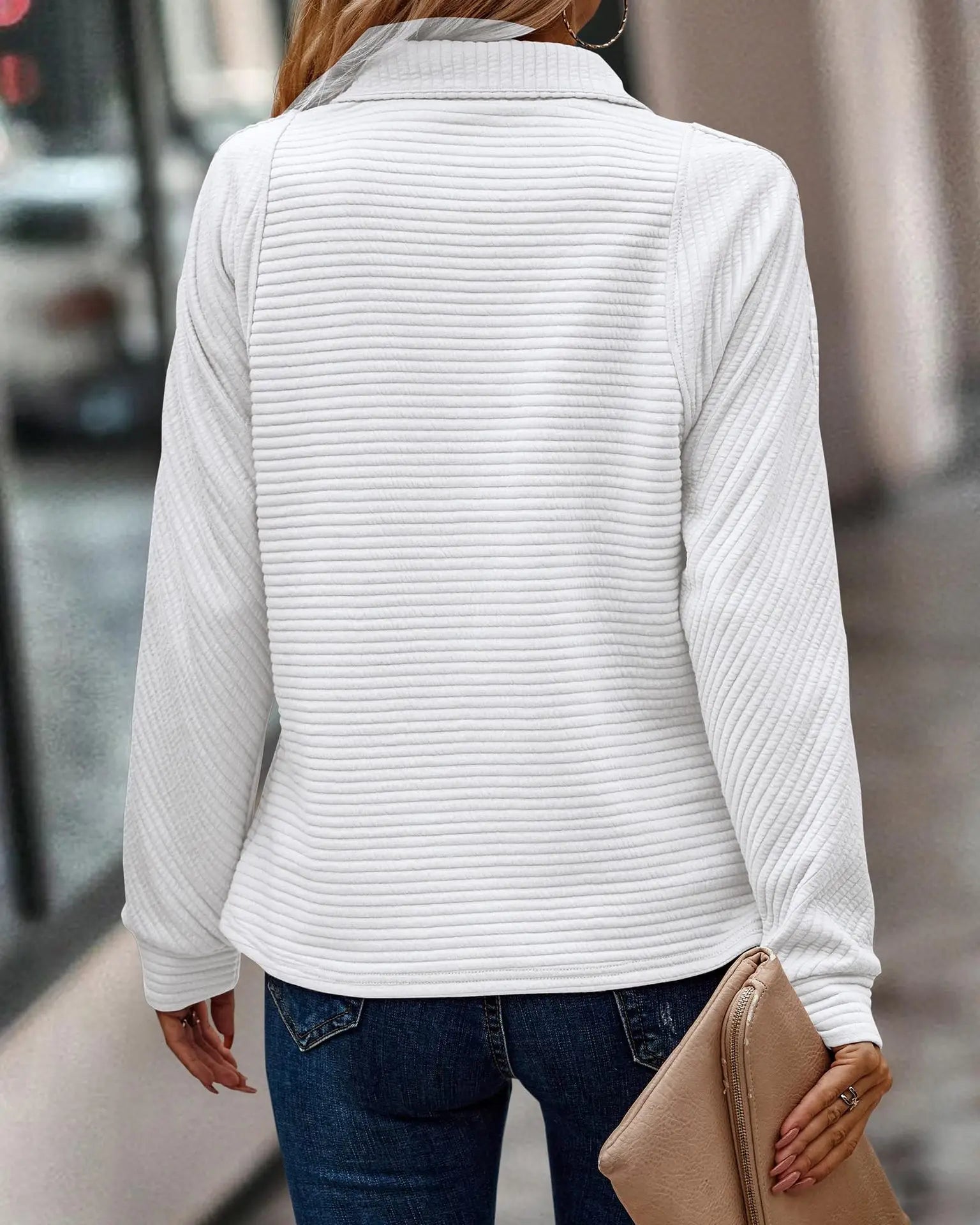 Dames Elegante Rits Standkraag Sweater