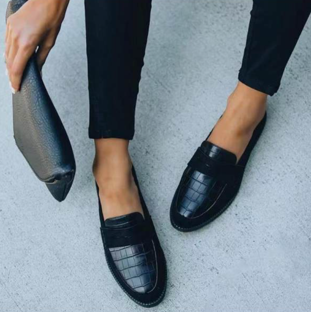 Dames Comfortabele Suède Krokodillenprint Slip-On Casual Loafers
