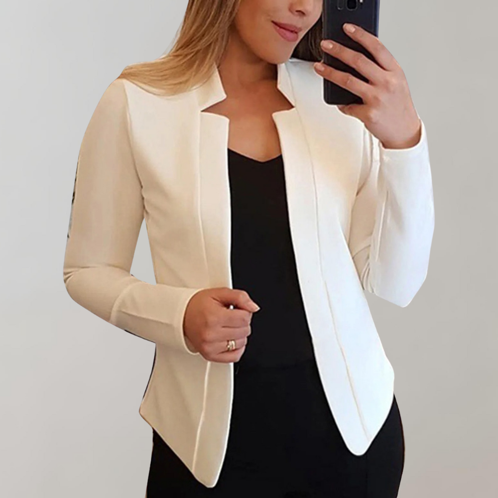 Dames Elegante Enkelgeknoopte Blazer met Lange Mouwen
