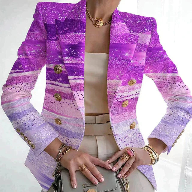 Dames Elegante Pastel Dubbelgeknopte Blazer