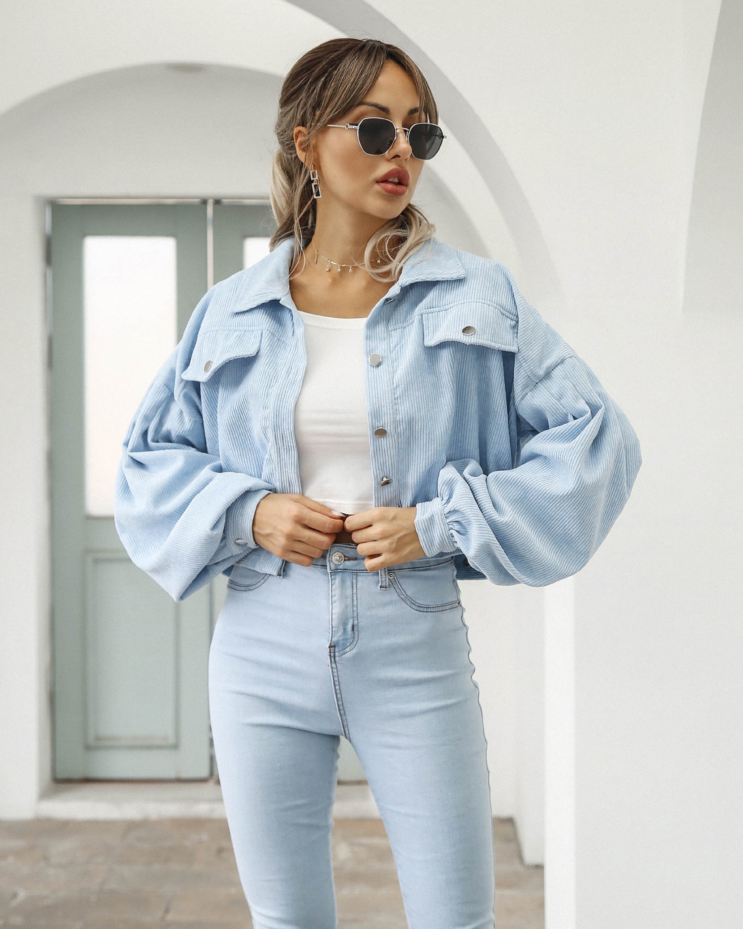 Dames Chic Gekropen Corduroy Jack voor Moeiteloze Stijl