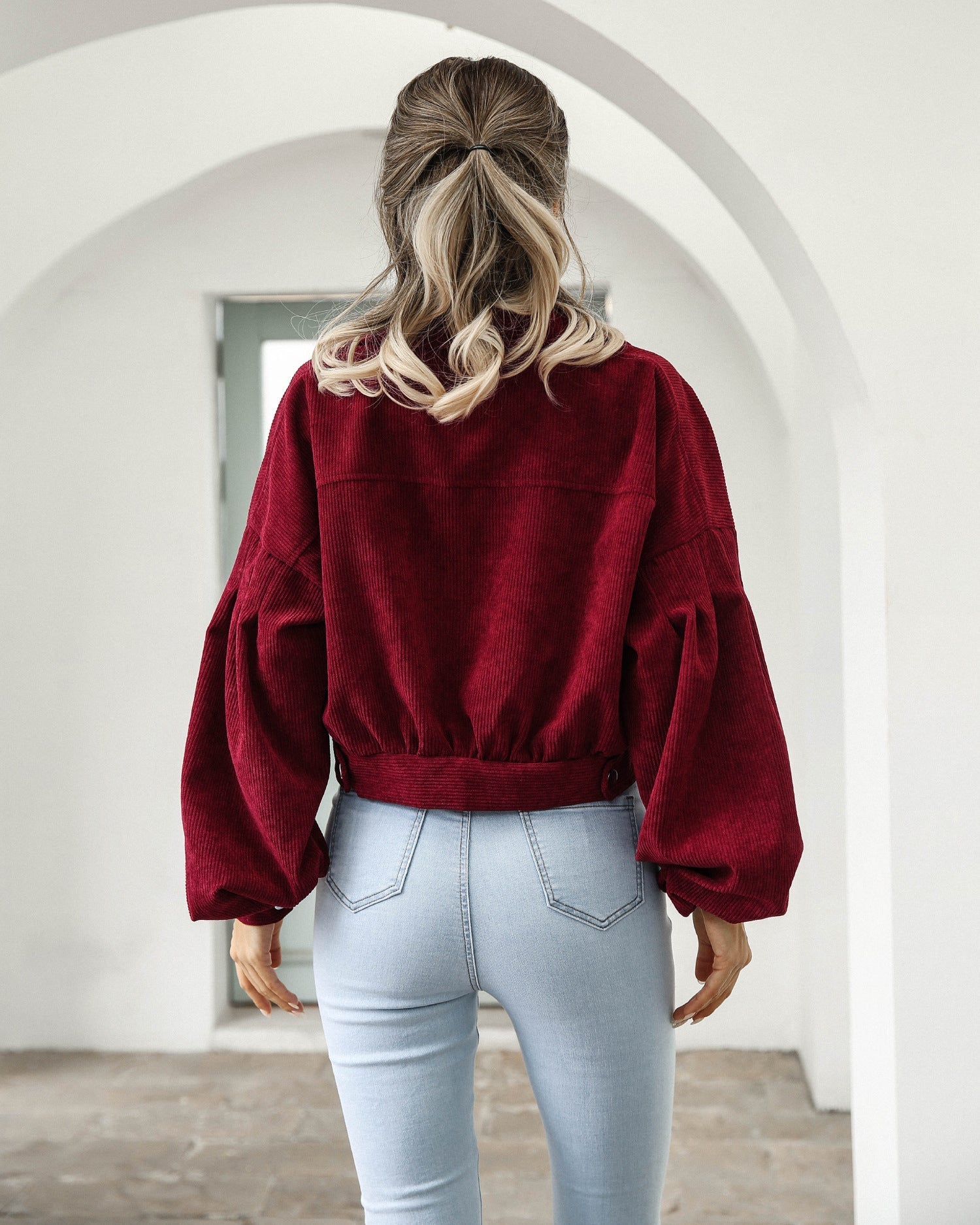 Dames Chic Gekropen Corduroy Jack voor Moeiteloze Stijl