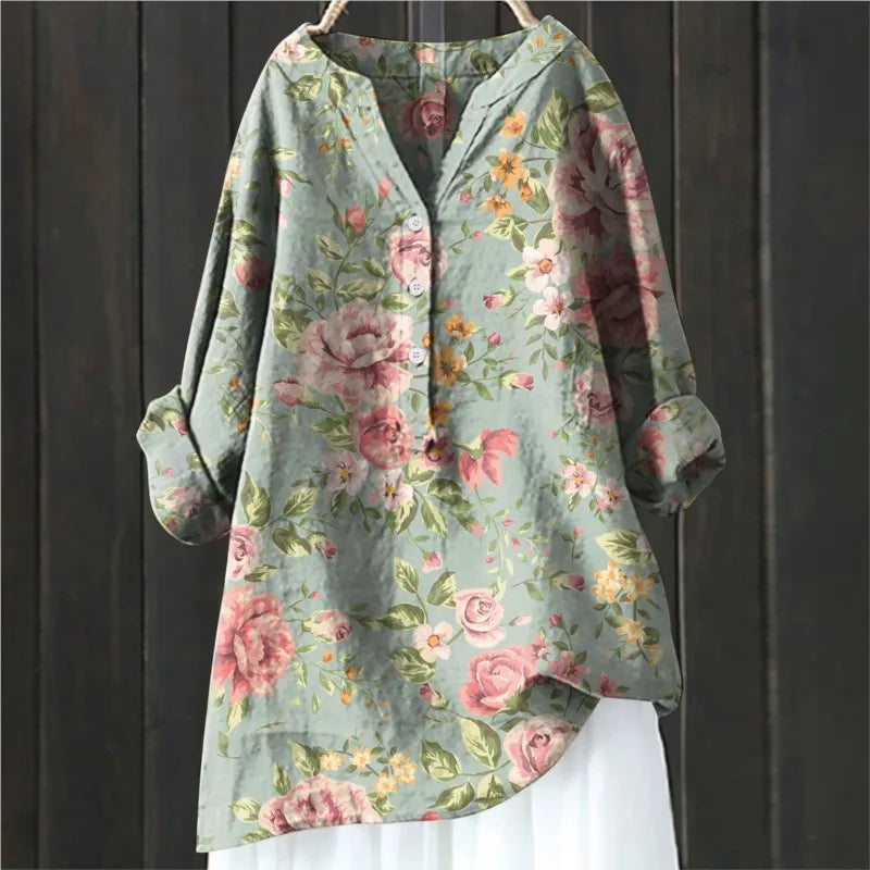 Blouse met Bloemenprint en Knoopsluiting