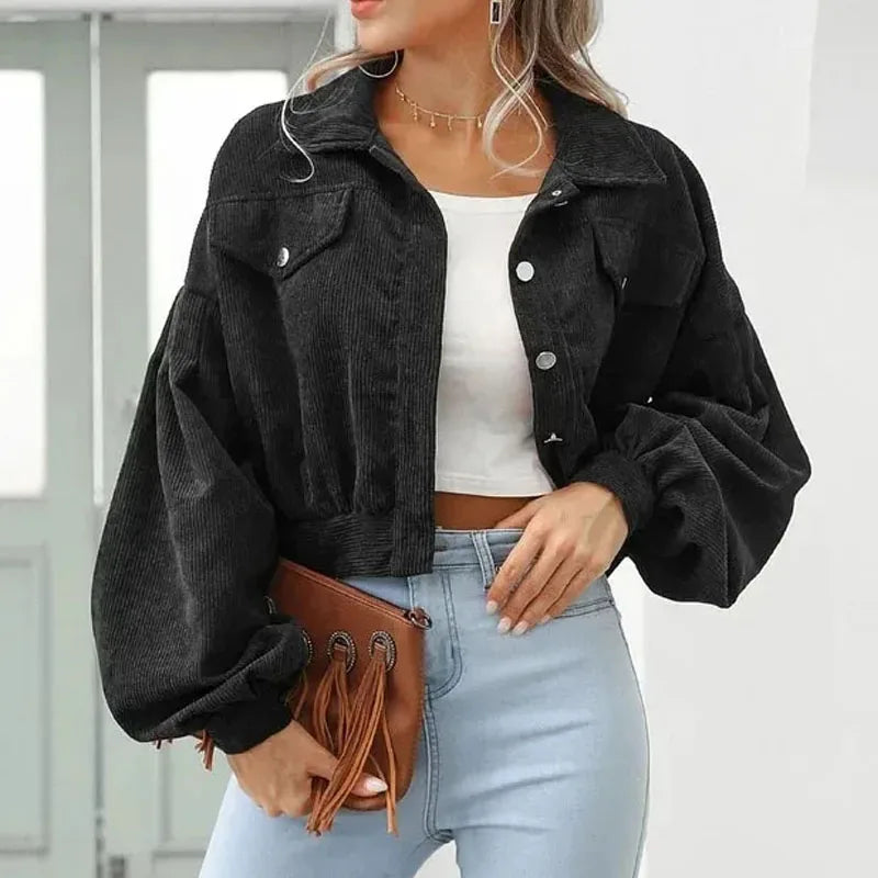 Dames Chic Gekropen Corduroy Jack voor Moeiteloze Stijl