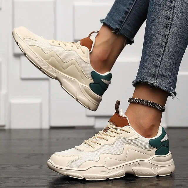 Casual Sneakers met Kleurblok en Veters
