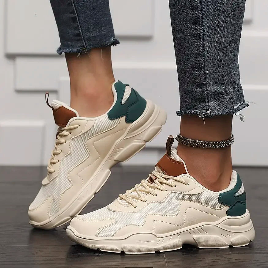 Casual Sneakers met Kleurblok en Veters