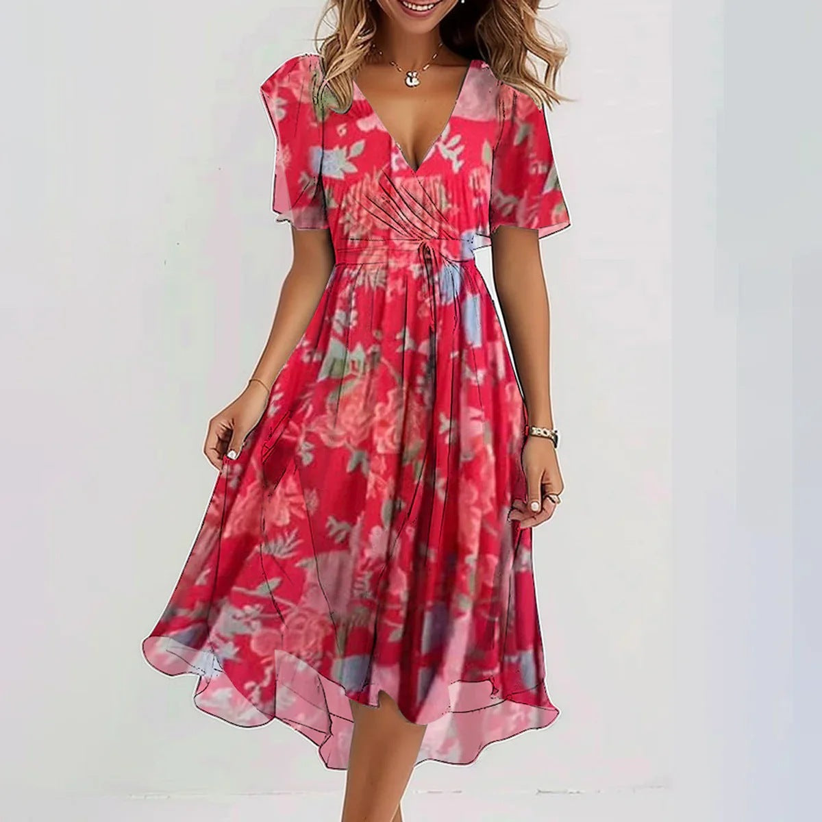Elegante Bloemen Zomerjurk