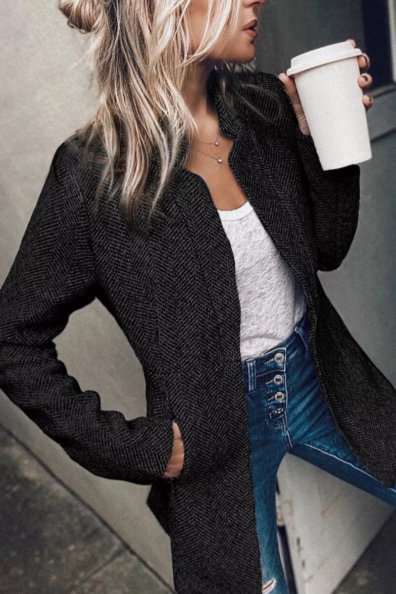 Dames Casual Tweed Jack met Zakontwerp
