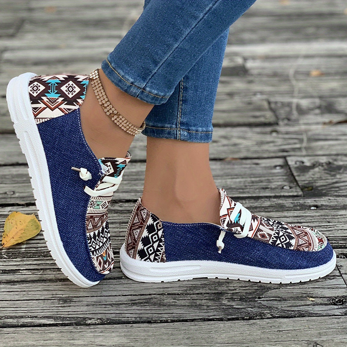 Dames Etnische Retro Slip-On Casual Sneakers