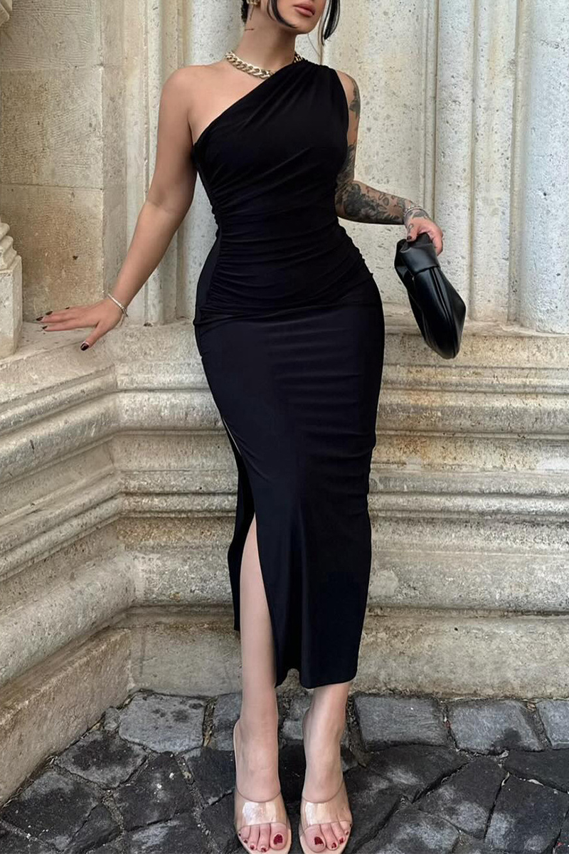 Chique Slit One-Step Rok Jurk voor Makkelijk Stijl