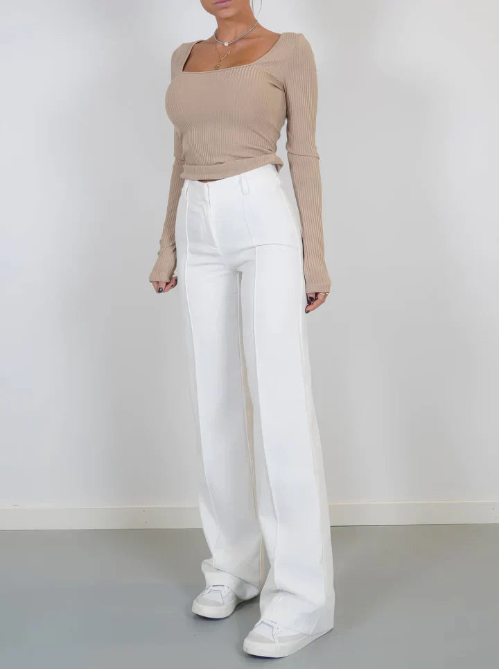 Dames Hoge Taille Casual Slim Fit Rechte Broek