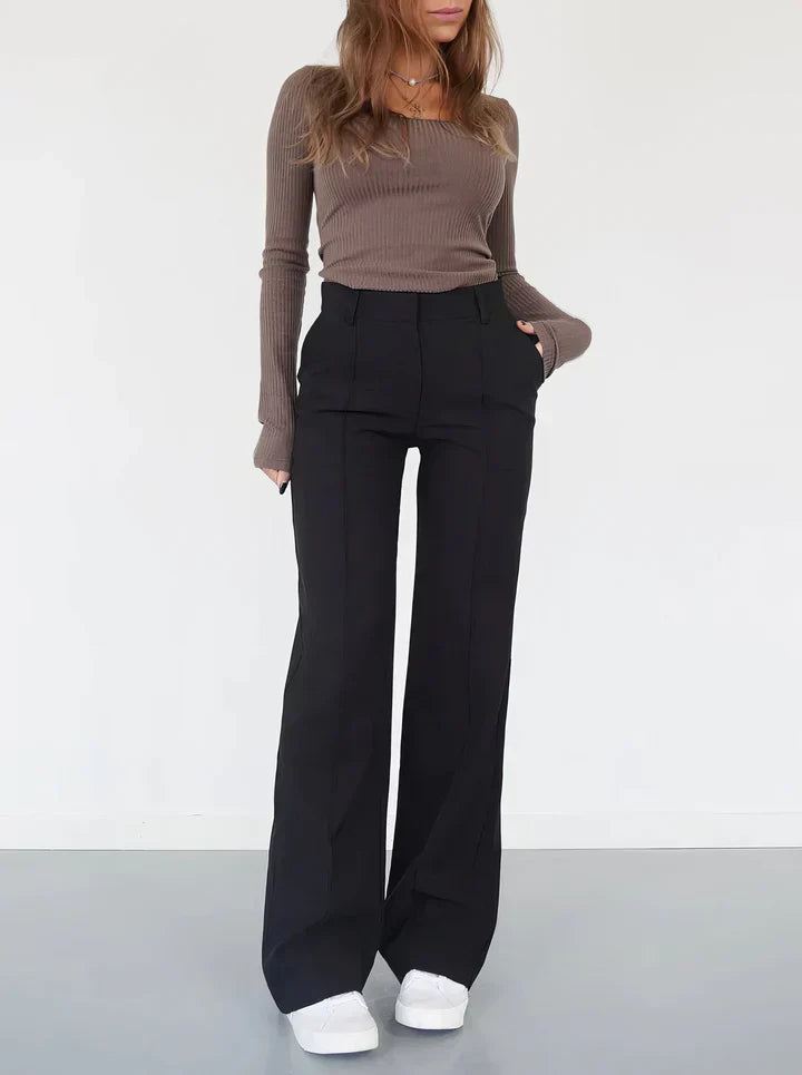 Dames Hoge Taille Casual Slim Fit Rechte Broek