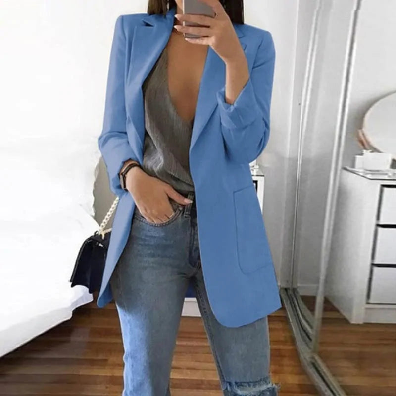 Dames Tailored Lange Blazer voor Elegante Stijl