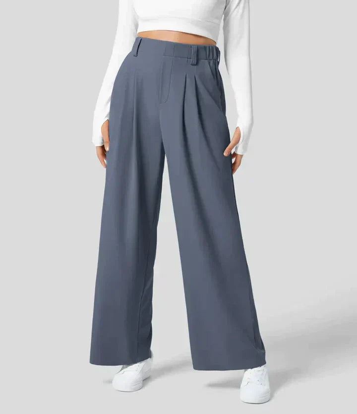 Dames Comfortabele Elastische Hoge Taille Brede Pijpenbroek