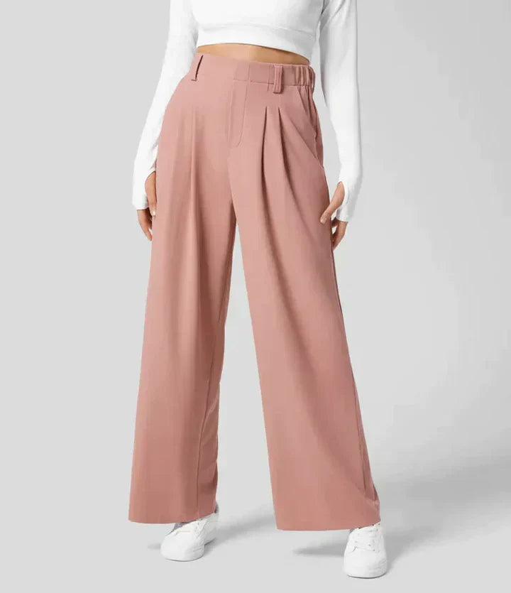 Dames Comfortabele Elastische Hoge Taille Brede Pijpenbroek