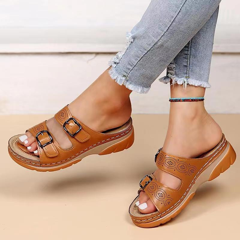 Dames Comfortabele Zomer Wedge Sandalen met Gesp