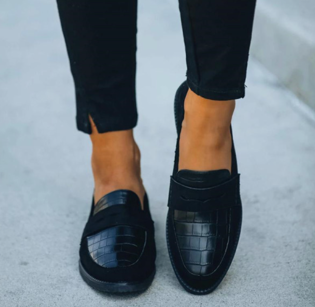 Dames Comfortabele Suède Krokodillenprint Slip-On Casual Loafers