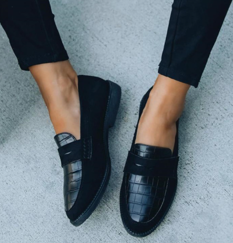 Dames Comfortabele Suède Krokodillenprint Slip-On Casual Loafers