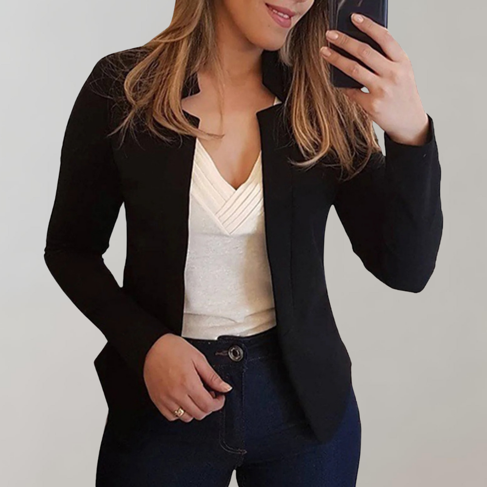 Dames Elegante Enkelgeknoopte Blazer met Lange Mouwen