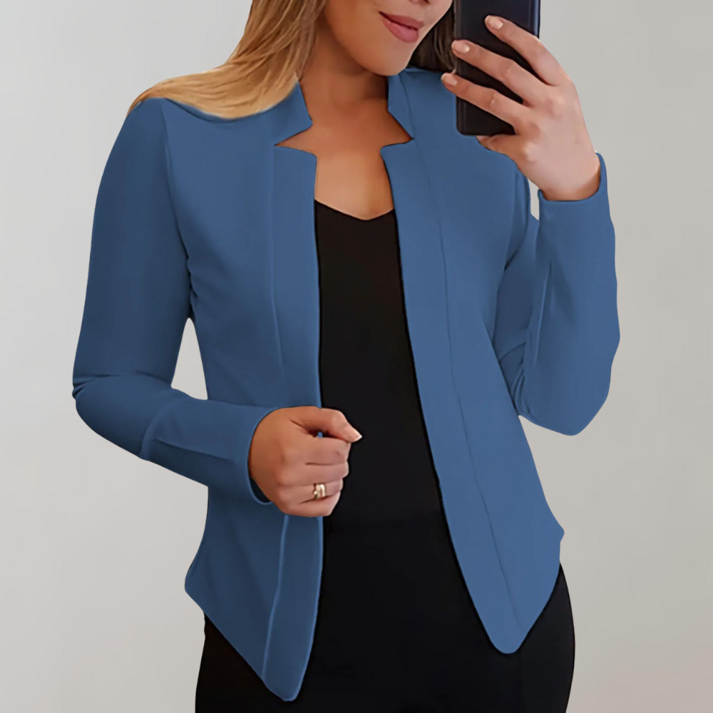 Dames Elegante Enkelgeknoopte Blazer met Lange Mouwen