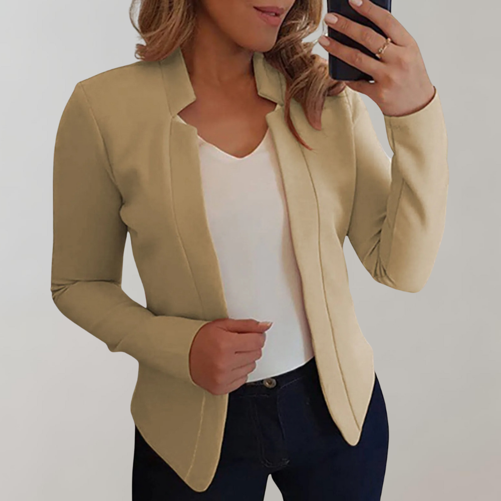 Dames Elegante Enkelgeknoopte Blazer met Lange Mouwen