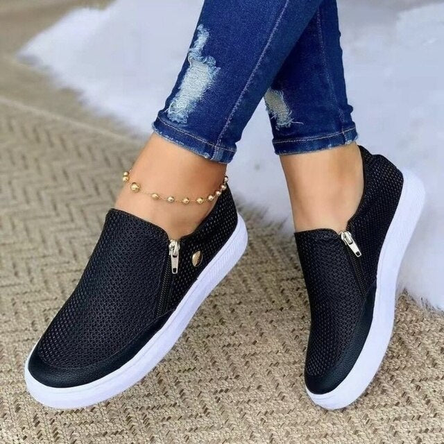 Dames Comfortabele Ronde Neuzen Slip-On Loafers