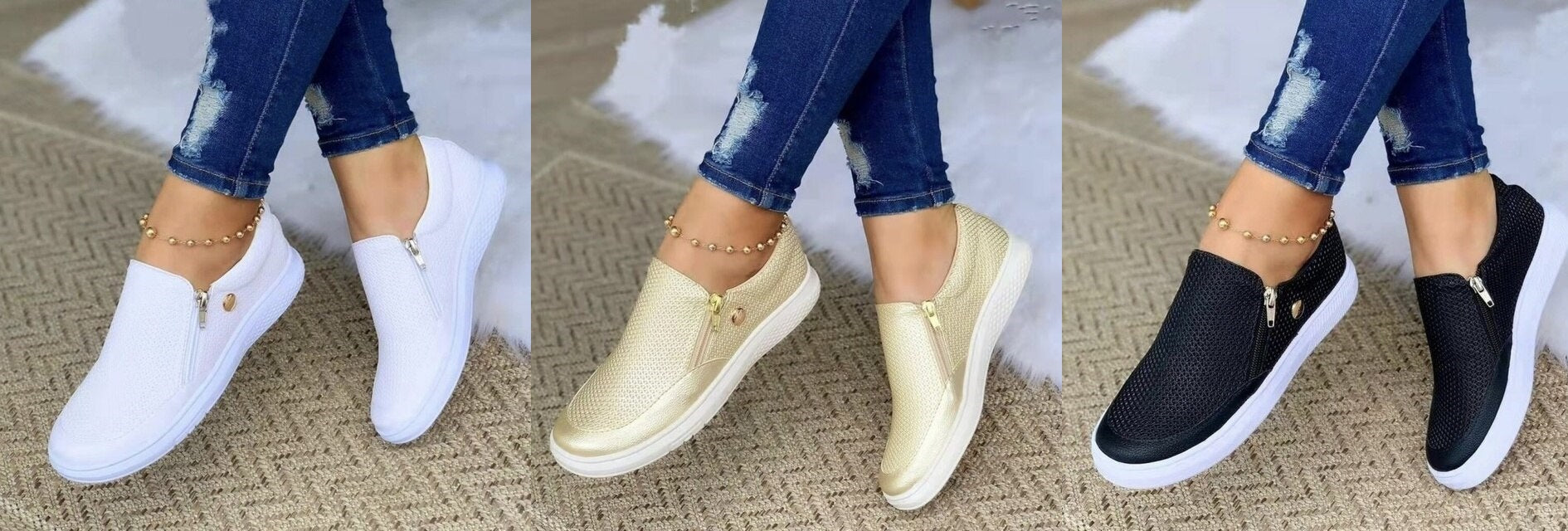 Dames Comfortabele Ronde Neuzen Slip-On Loafers