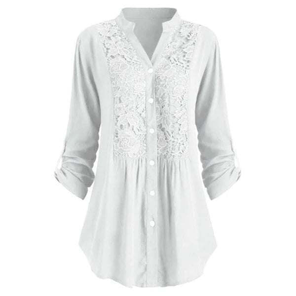 Greta - Dames Lange Blouse met Pofmouwen