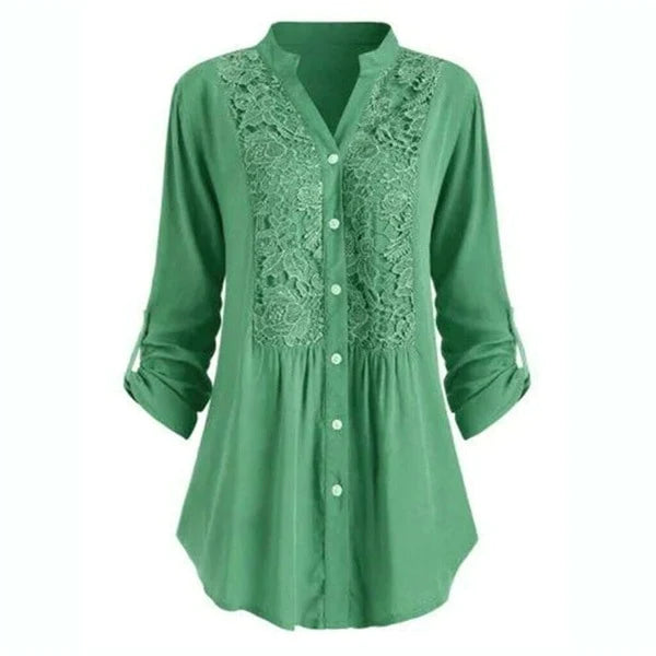 Greta - Dames Lange Blouse met Pofmouwen