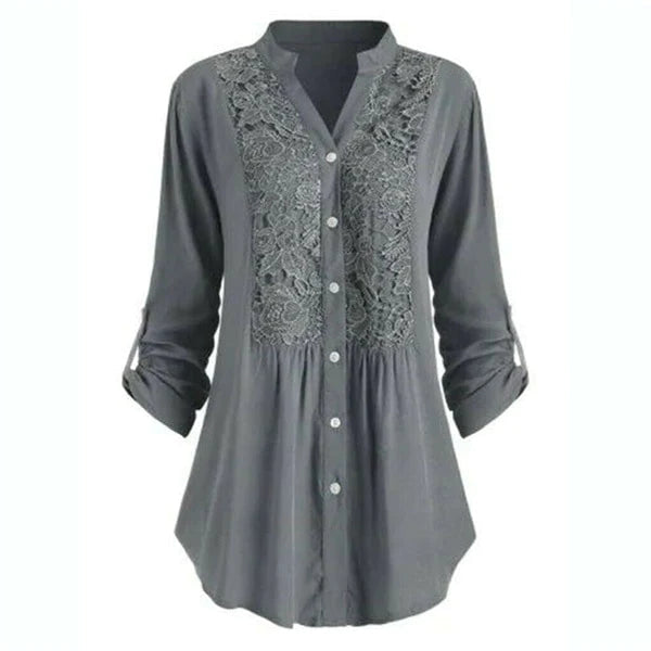 Greta - Dames Lange Blouse met Pofmouwen