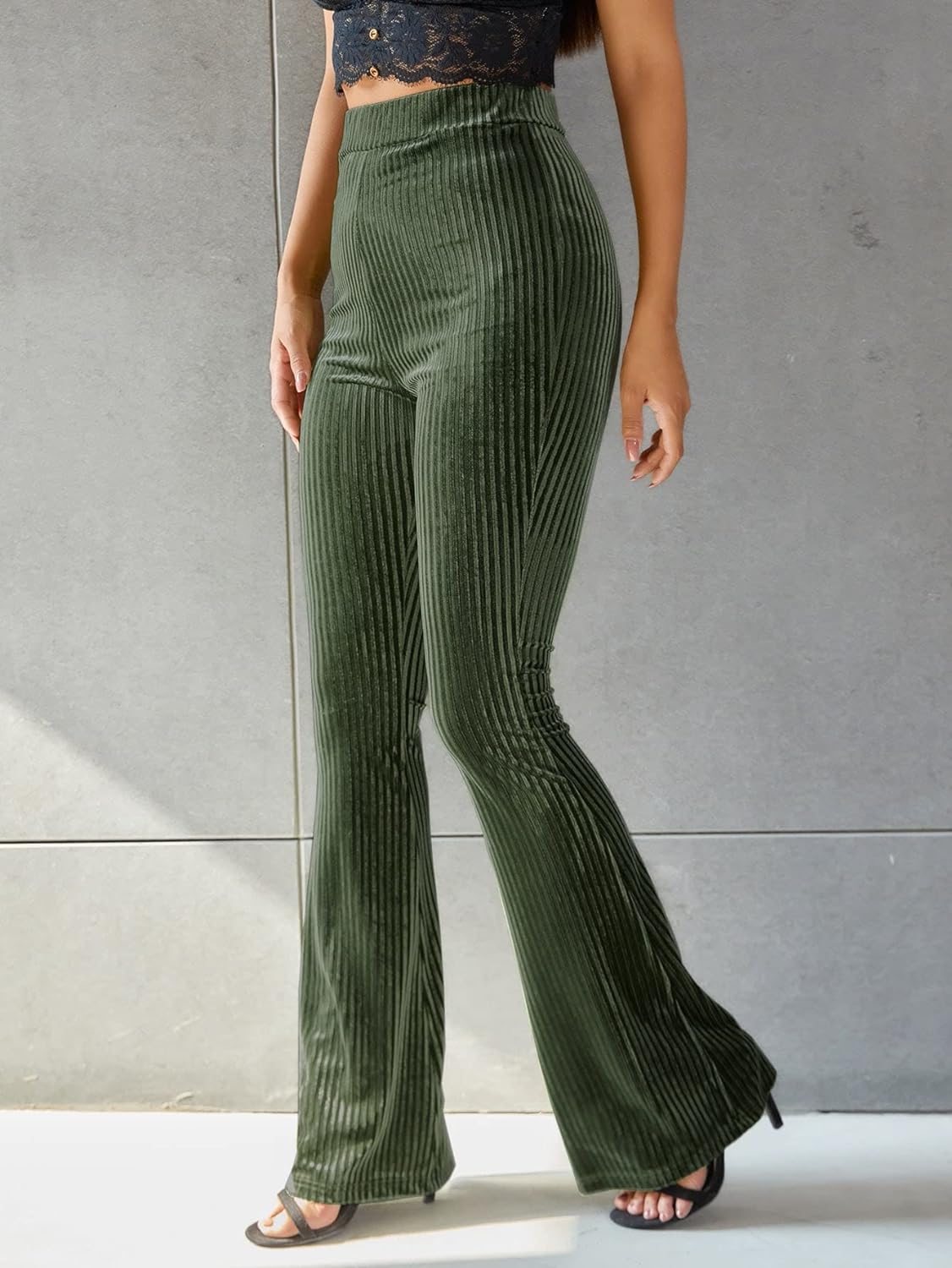 Effen Corduroy Flared Broek voor Dames