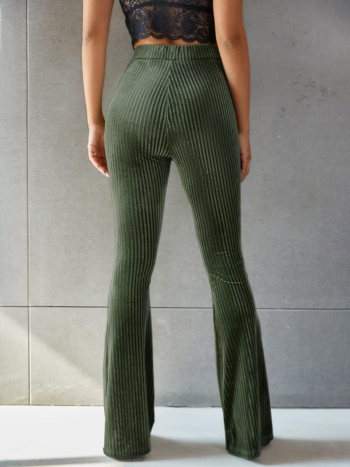 Effen Corduroy Flared Broek voor Dames