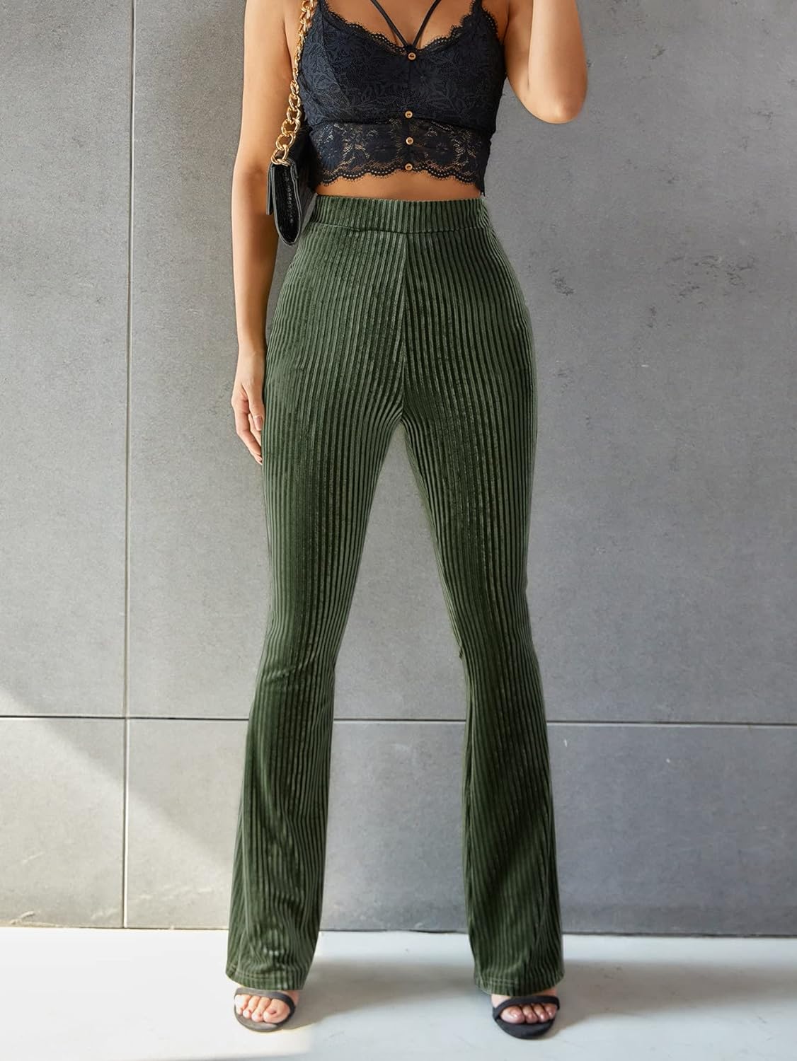 Effen Corduroy Flared Broek voor Dames