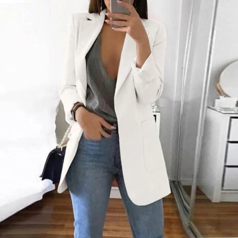 Dames Tailored Lange Blazer voor Elegante Stijl
