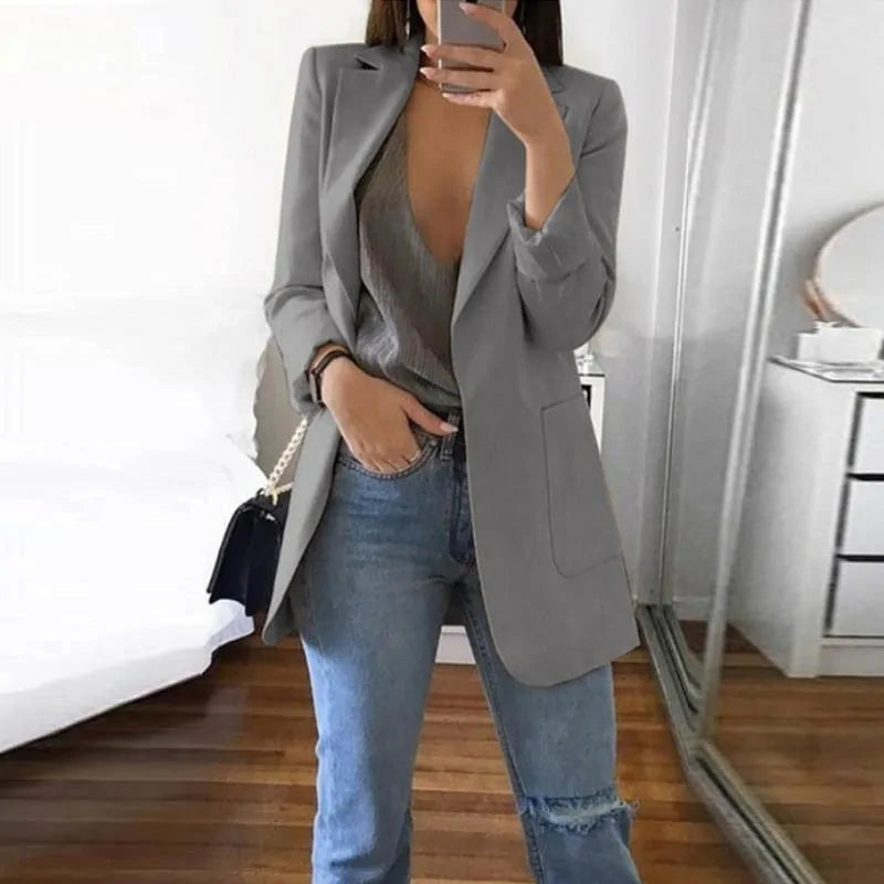 Dames Tailored Lange Blazer voor Elegante Stijl