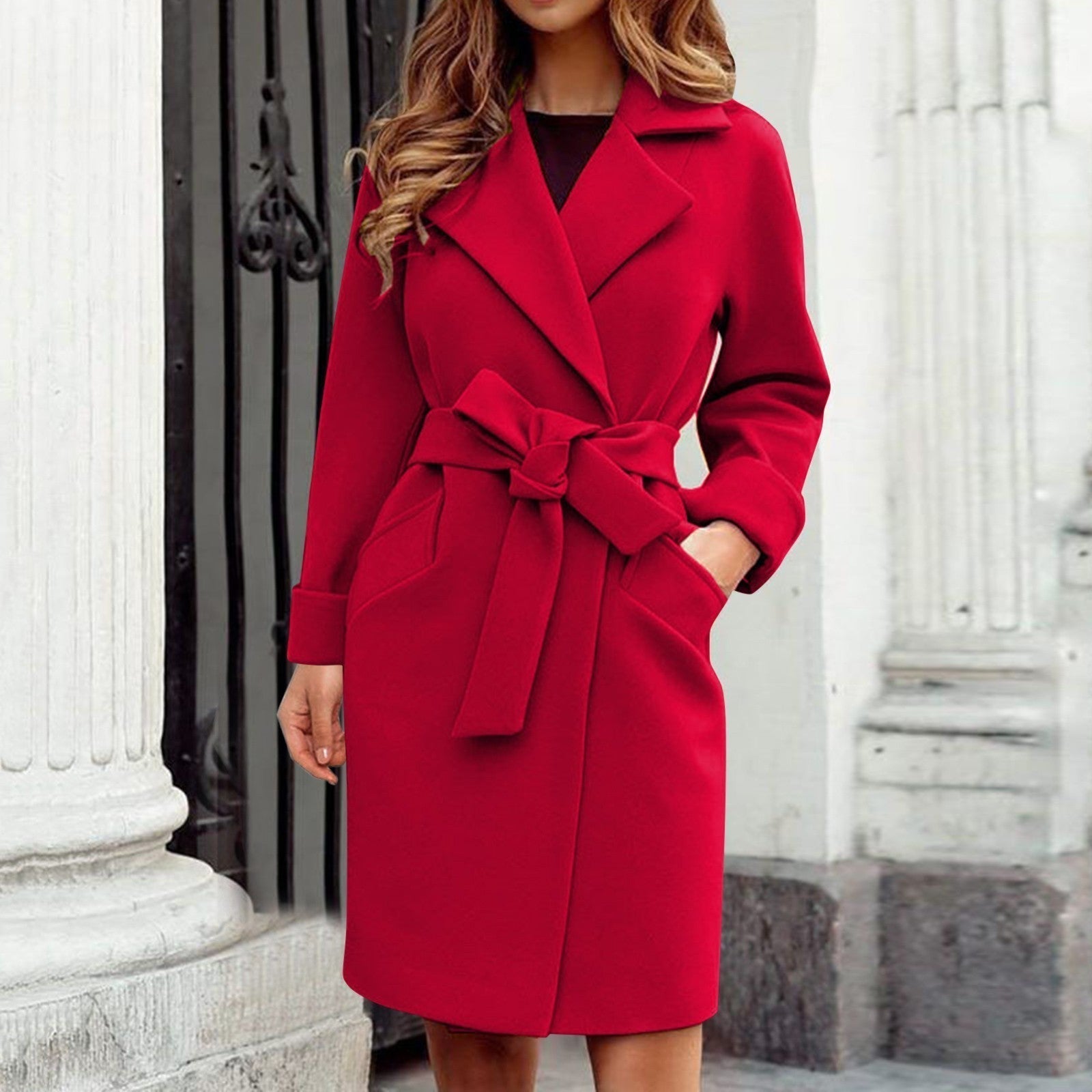 Dames Bold Belted Wrap Coat voor Elegante Stijl