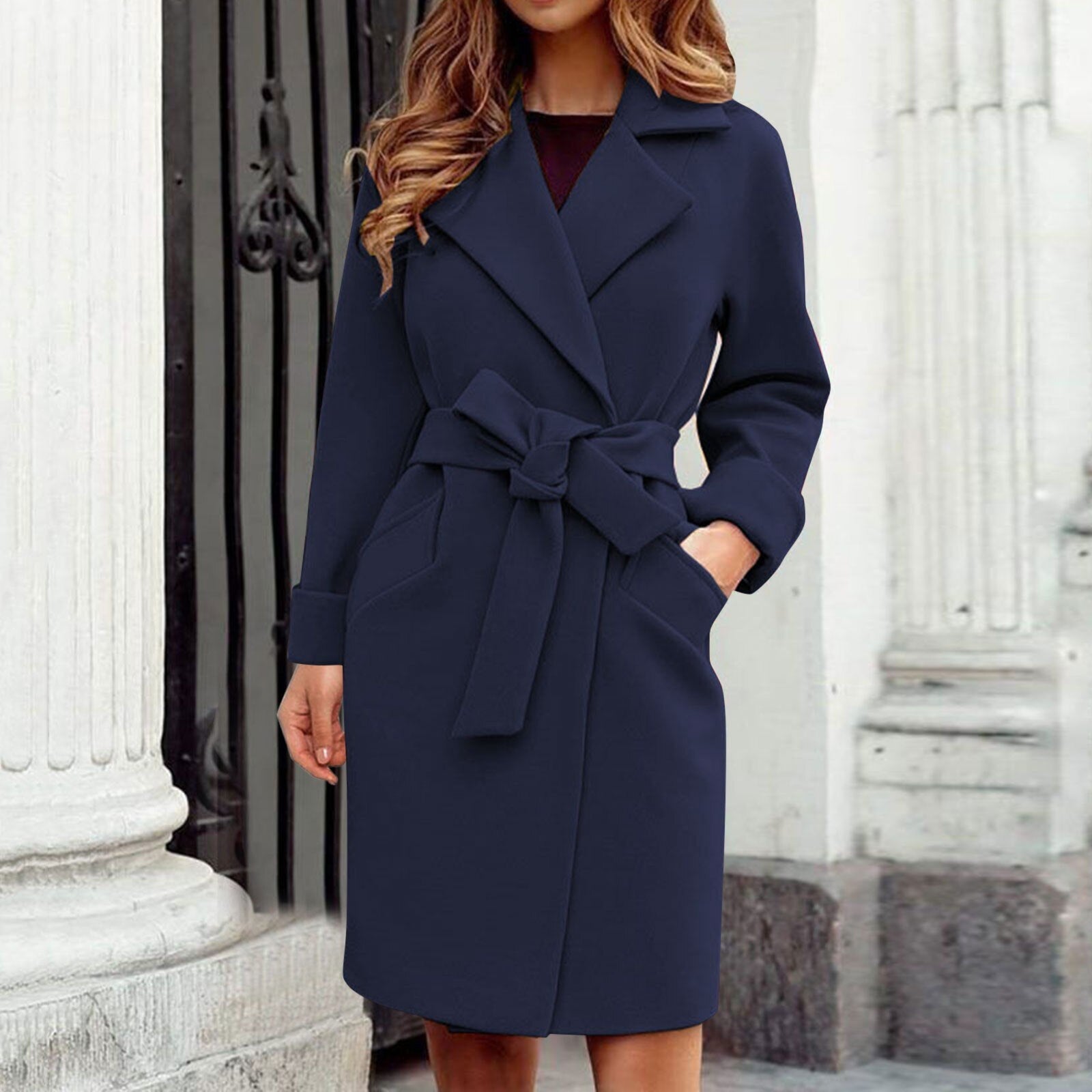 Dames Bold Belted Wrap Coat voor Elegante Stijl