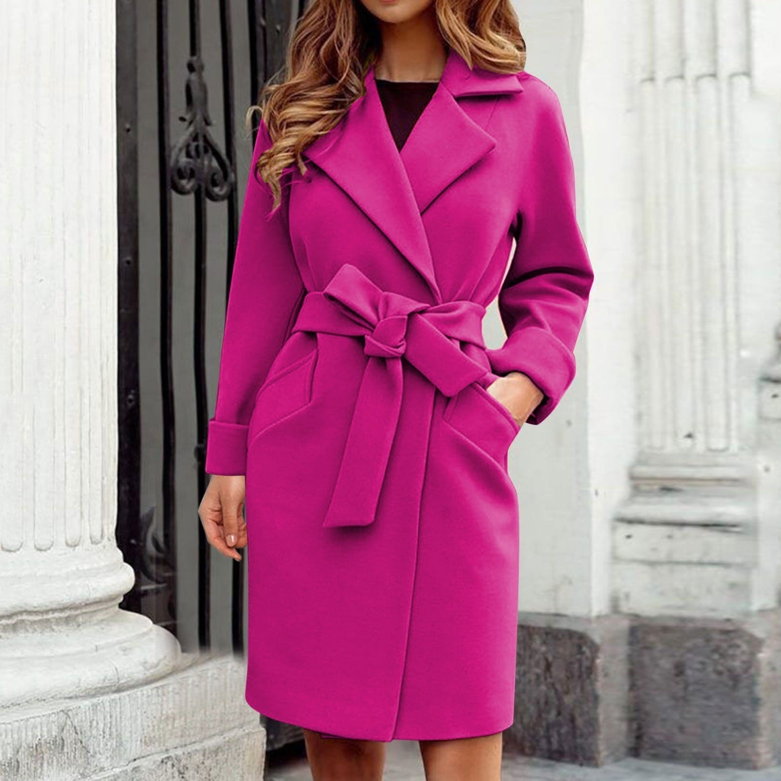 Dames Bold Belted Wrap Coat voor Elegante Stijl
