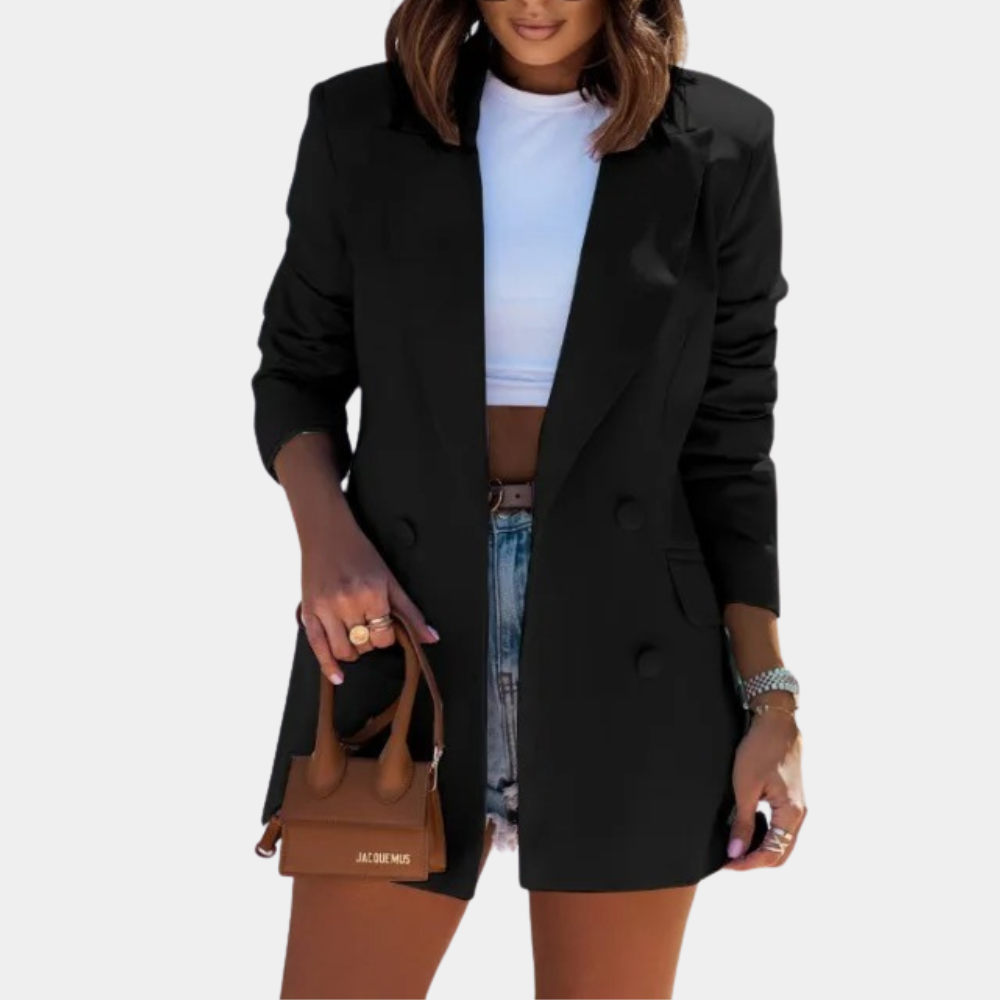Dames Dubbelgeknoopte Zakelijke Casual Blazer met Pockets