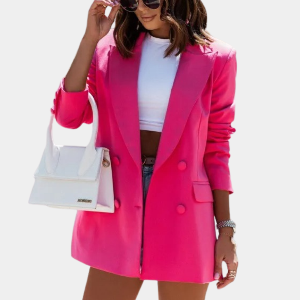 Dames Dubbelgeknoopte Zakelijke Casual Blazer met Pockets