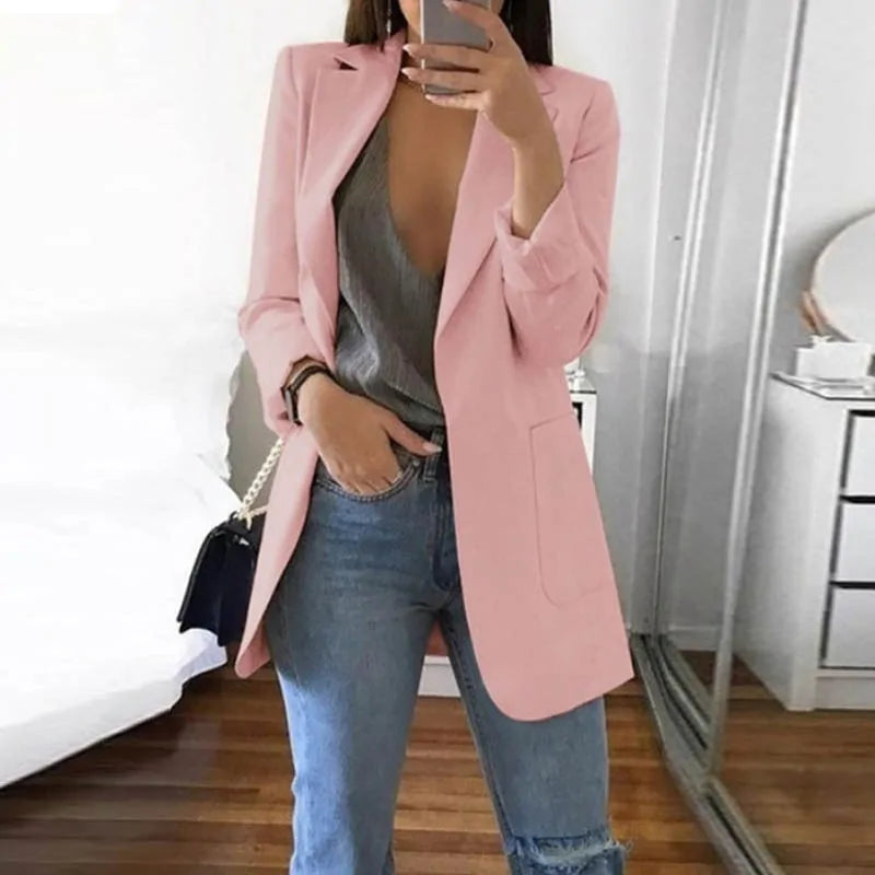 Dames Tailored Lange Blazer voor Elegante Stijl