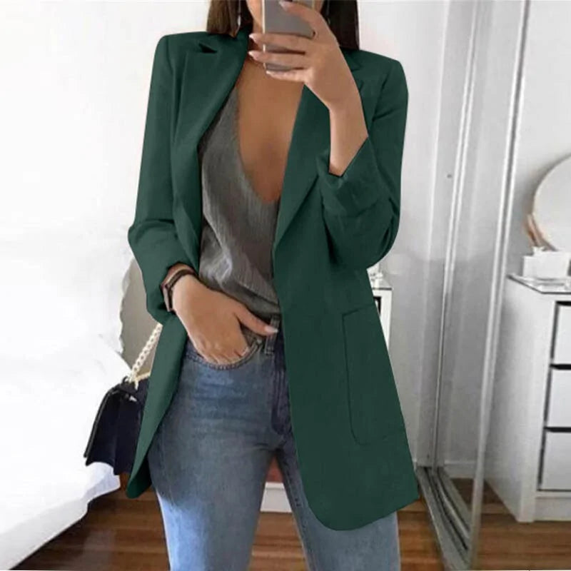 Dames Tailored Lange Blazer voor Elegante Stijl