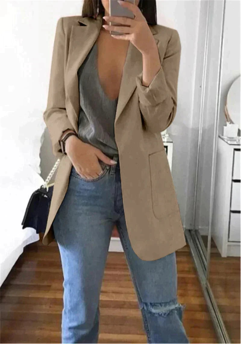 Dames Tailored Lange Blazer voor Elegante Stijl