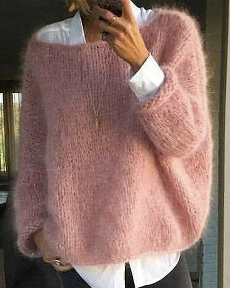 Dames Fluffy Gebreide Oversized Trui