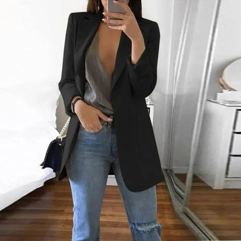 Dames Tailored Lange Blazer voor Elegante Stijl