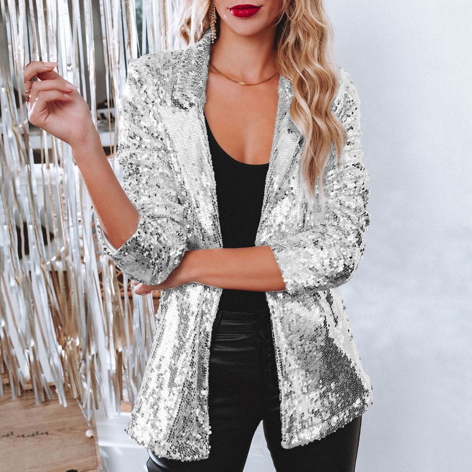 Dames Glamour Sequin Blazer voor een Avonduitje